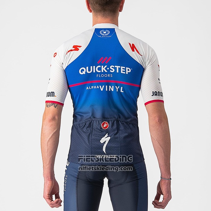 2022 Fietskleding Deceuninck Quick Step Blauw Wit Korte Mouwen en Koersbroek